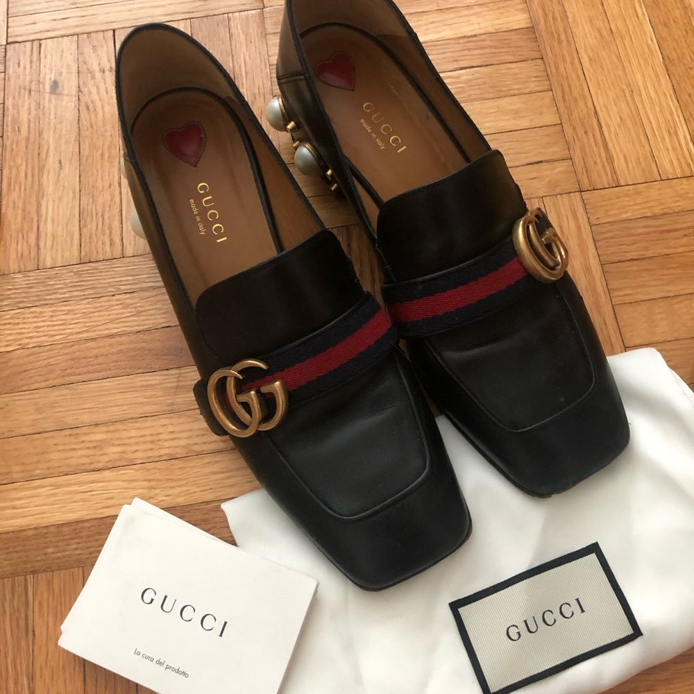 Gucci Peyton Pearl mid heel loafers
